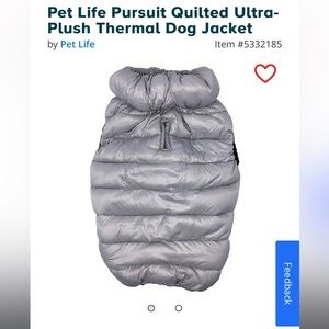 Pet Life Light Grey Plush Puffer Coat Size Small